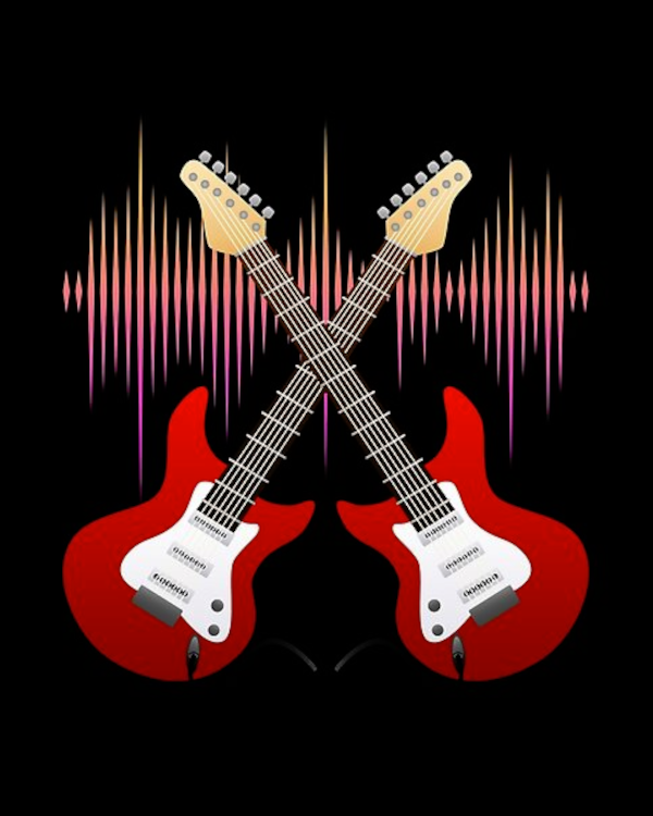 Duelling Guitars T-Shirt by Shnogel Designs